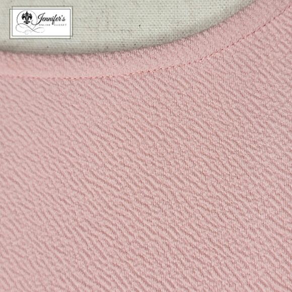 Elle Women's Pink Sheer Swiss Dot Long Sleeve Blouse with Scarf Size L - Picture 6 of 15